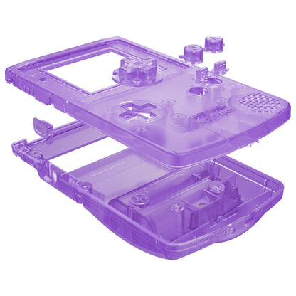 eXtremeRate Retail IPS Ready Upgraded eXtremeRate Clear Atomic Purple Replacement Shell Full Housing Cover & Buttons for Gameboy Color - Fit for GBC OSD IPS & Regular IPS & Standard LCD - Console & IPS Screen NOT Included - QCBM5005