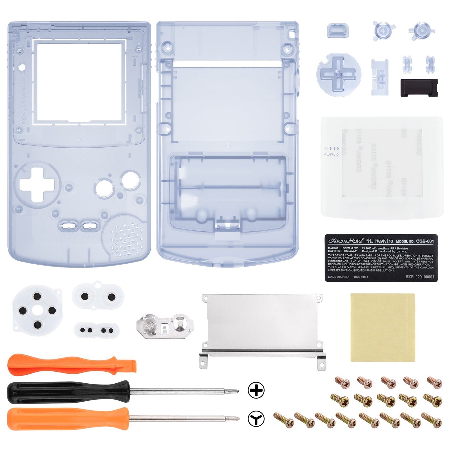 eXtremeRate Retail IPS Ready Upgraded eXtremeRate Glacier Blue Replacement Shell Full Housing Cover & Buttons for Gameboy Color - Fit for GBC OSD IPS & Regular IPS & Standard LCD - Console & IPS Screen NOT Included - QCBM5006