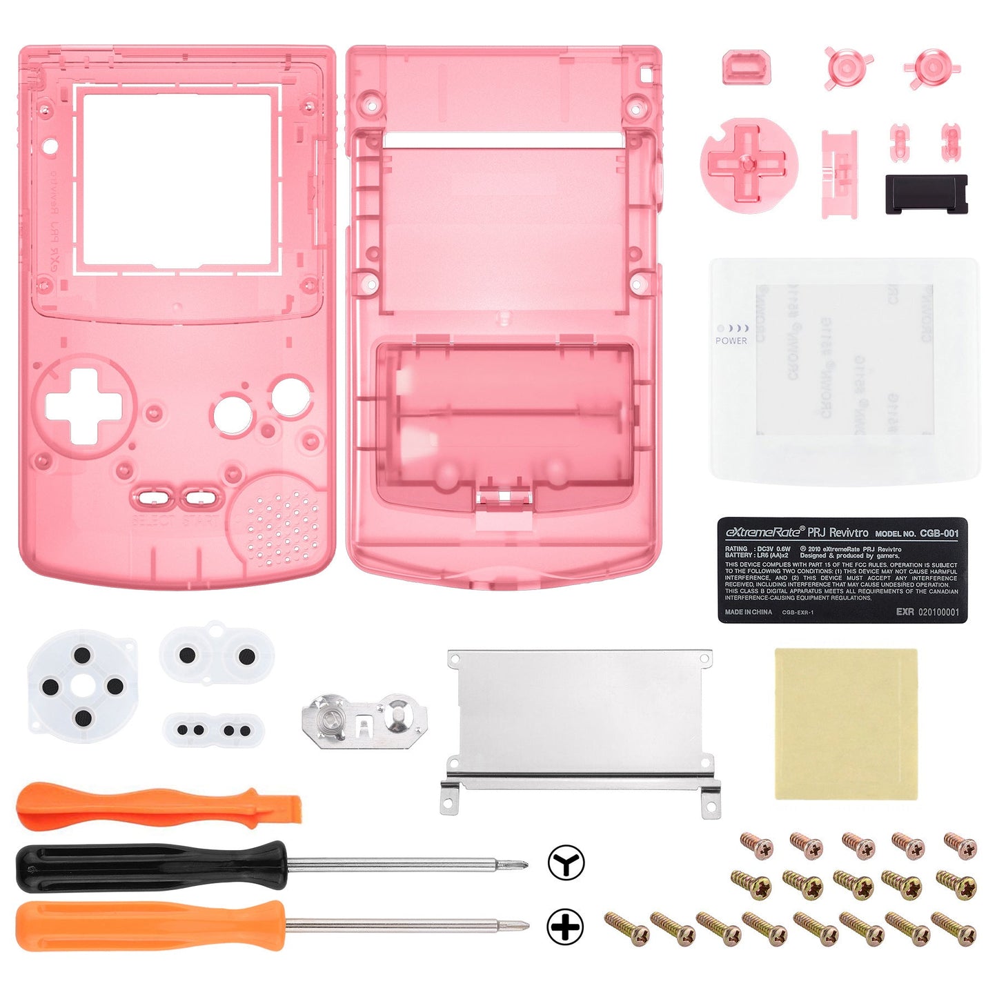 eXtremeRate Retail IPS Ready Upgraded eXtremeRate Cherry Pink Replacement Shell Full Housing Cover & Buttons for Gameboy Color - Fit for GBC OSD IPS & Regular IPS & Standard LCD - Console & IPS Screen NOT Included - QCBM5007