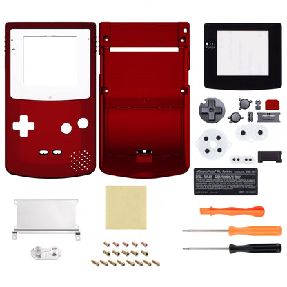 eXtremeRate Retail IPS Ready Upgraded Scarlet Red GBC Replacement Shell Full Housing Cover with Buttons for Gameboy Color - Fit for GBC OSD IPS & Regular IPS & Standard LCD - Console & IPS Screen NOT Included - QCBP3003