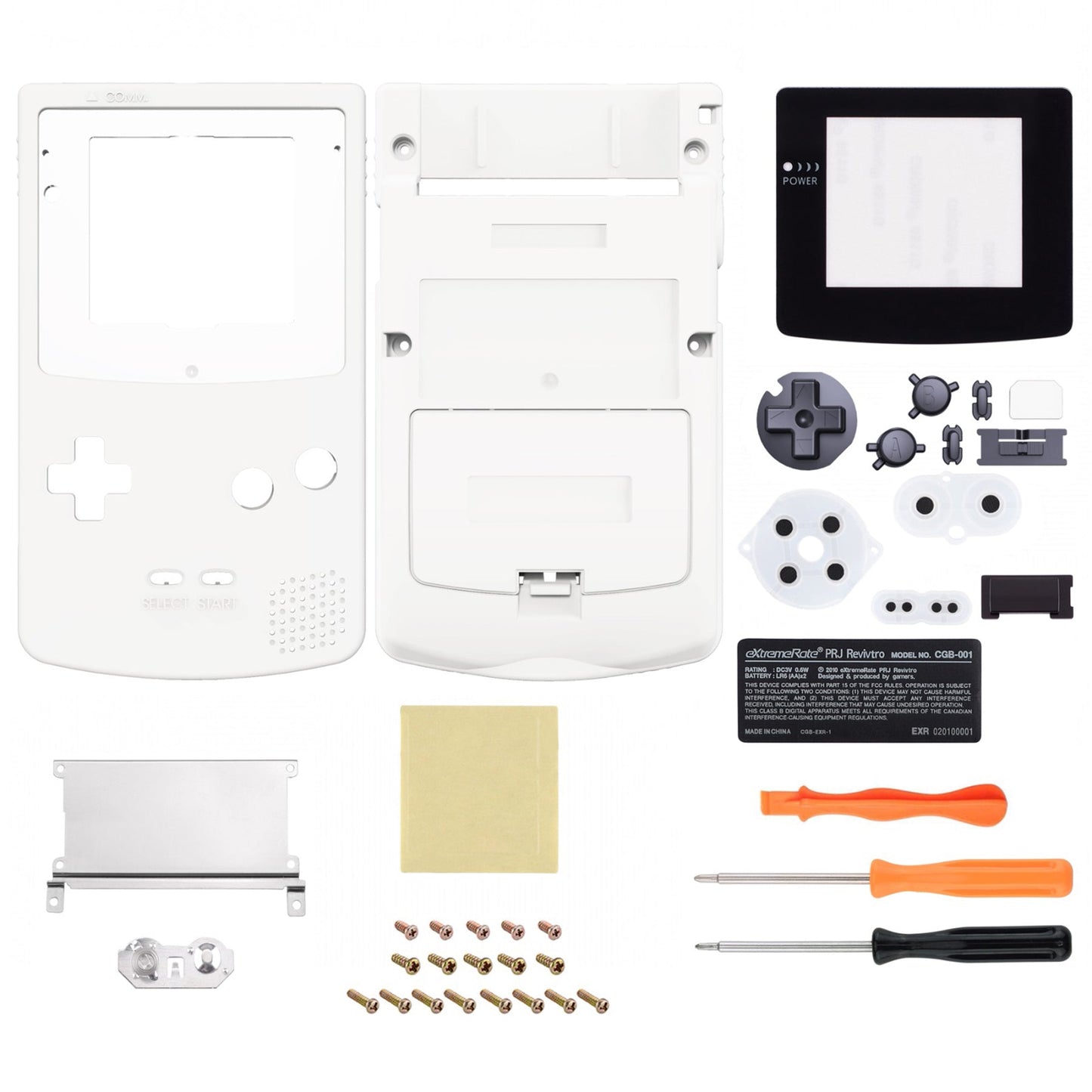 eXtremeRate Retail IPS Ready Upgraded eXtremeRate White GBC Replacement Shell Full Housing Cover with Buttons for Gameboy Color - Fit for GBC OSD IPS & Regular IPS & Standard LCD - Console & IPS Screen NOT Included - QCBP3008