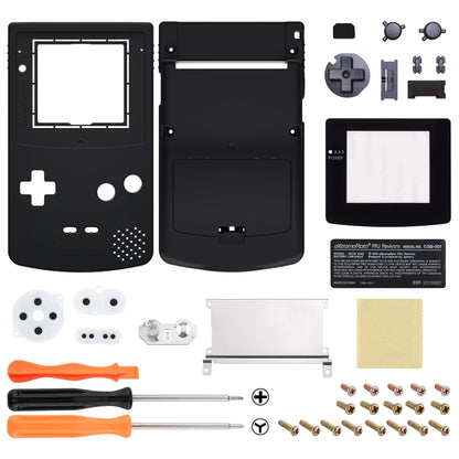 eXtremeRate Retail IPS Ready Upgraded eXtremeRate Black GBC Replacement Shell Full Housing Cover with Buttons for Gameboy Color - Fit for GBC OSD IPS & Regular IPS & Standard LCD -C Console & IPS Screen NOT Included - QCBP3013