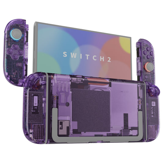 eXtremeRate Nintendo Switch 2対応交換フルセットシェル＆ボタン - デラックス版【クリアパープル】