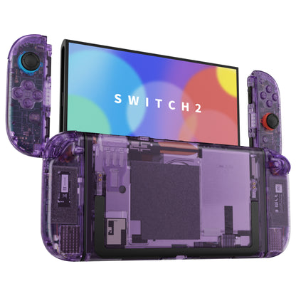 eXtremeRate Nintendo Switch 2対応交換フルセットシェル＆ボタン - デラックス版【クリアパープル】