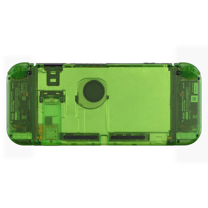 eXtremeRate Retail Transparent Clear Green Back Plate for Nintendo Switch Console, NS Joycon Handheld Controller Housing with Full Set Buttons, DIY Replacement Shell for Nintendo Switch - QM503