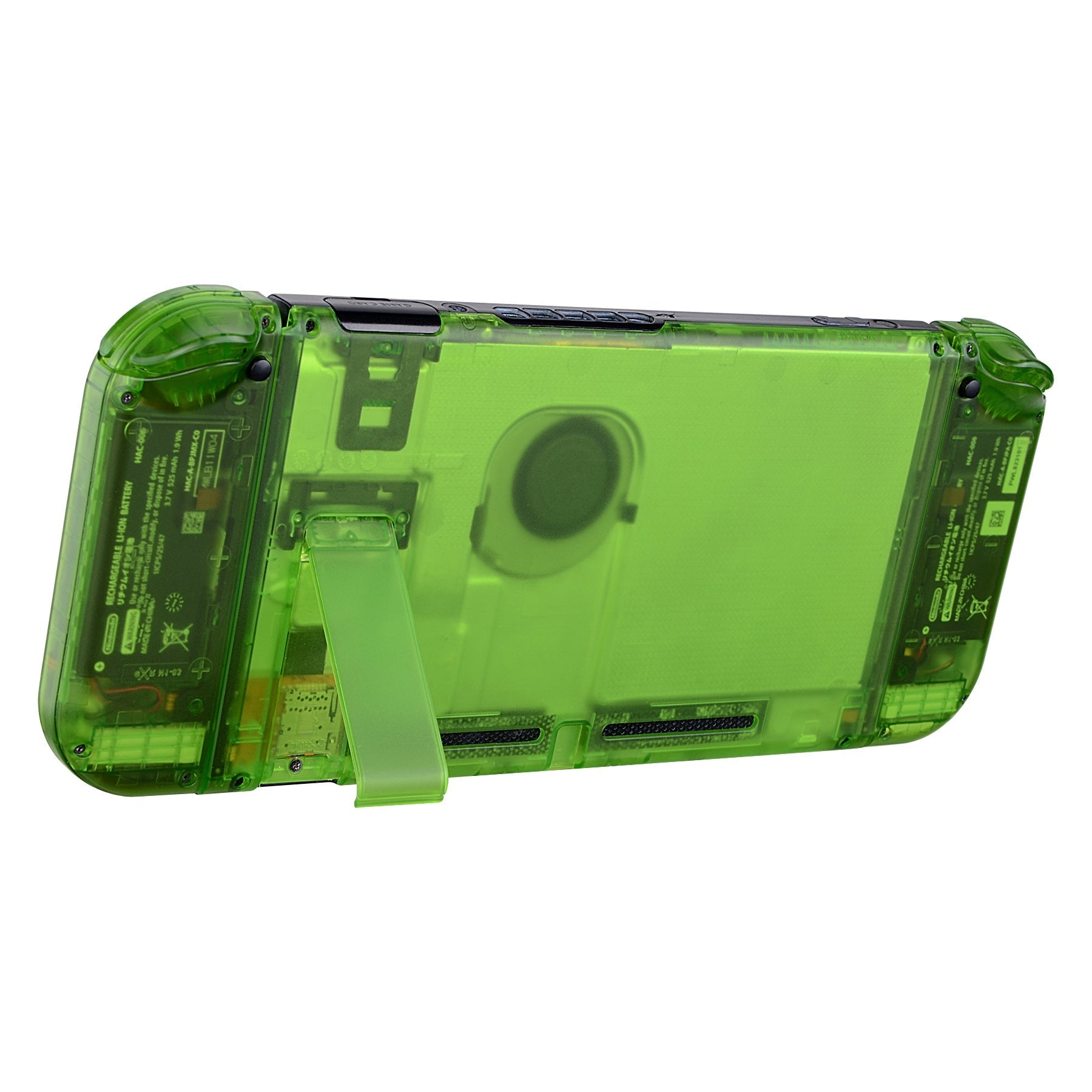 eXtremeRate Retail Transparent Clear Green Back Plate for Nintendo Switch Console, NS Joycon Handheld Controller Housing with Full Set Buttons, DIY Replacement Shell for Nintendo Switch - QM503