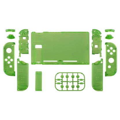 eXtremeRate Retail Transparent Clear Green Back Plate for Nintendo Switch Console, NS Joycon Handheld Controller Housing with Full Set Buttons, DIY Replacement Shell for Nintendo Switch - QM503