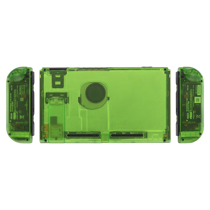 eXtremeRate Retail Transparent Clear Green Back Plate for Nintendo Switch Console, NS Joycon Handheld Controller Housing with Full Set Buttons, DIY Replacement Shell for Nintendo Switch - QM503