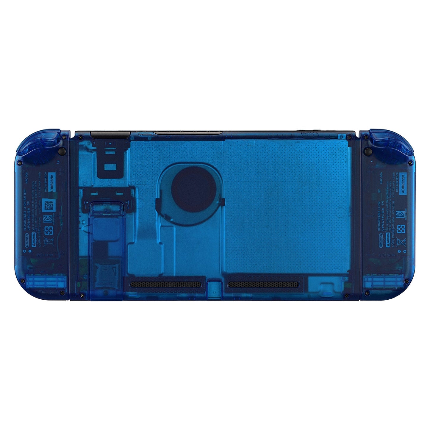 eXtremeRate Retail Transparent Clear Blue Back Plate for Nintendo Switch Console, NS Joycon Handheld Controller Housing with Full Set Buttons, DIY Replacement Shell for Nintendo Switch - QM504