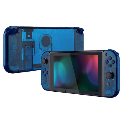 eXtremeRate Retail Transparent Clear Blue Back Plate for Nintendo Switch Console, NS Joycon Handheld Controller Housing with Full Set Buttons, DIY Replacement Shell for Nintendo Switch - QM504