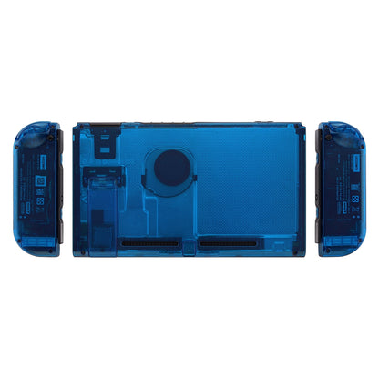 eXtremeRate Retail Transparent Clear Blue Back Plate for Nintendo Switch Console, NS Joycon Handheld Controller Housing with Full Set Buttons, DIY Replacement Shell for Nintendo Switch - QM504