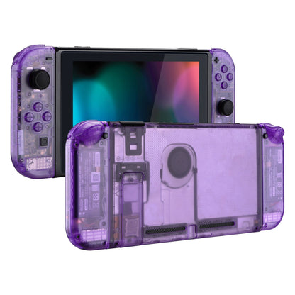 eXtremeRate Retail Clear Atomic Purple Back Plate for Nintendo Switch Console, NS Joycon Handheld Controller Housing with Full Set Buttons, DIY Replacement Shell for Nintendo Switch - QM505