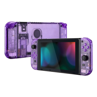 eXtremeRate Retail Clear Atomic Purple Back Plate for Nintendo Switch Console, NS Joycon Handheld Controller Housing with Full Set Buttons, DIY Replacement Shell for Nintendo Switch - QM505