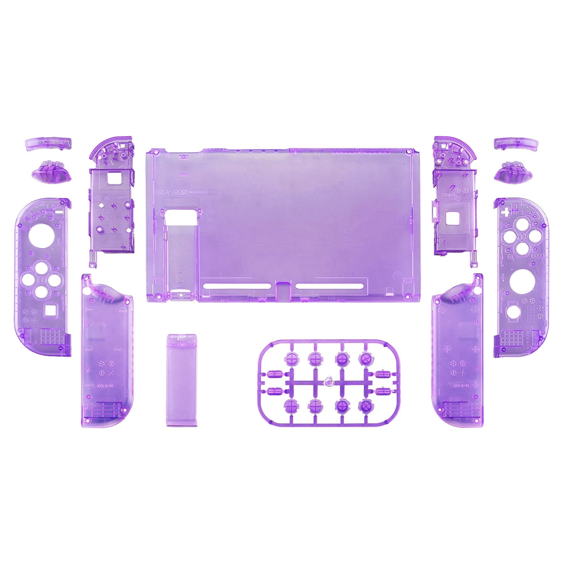 eXtremeRate Retail Clear Atomic Purple Back Plate for Nintendo Switch Console, NS Joycon Handheld Controller Housing with Full Set Buttons, DIY Replacement Shell for Nintendo Switch - QM505