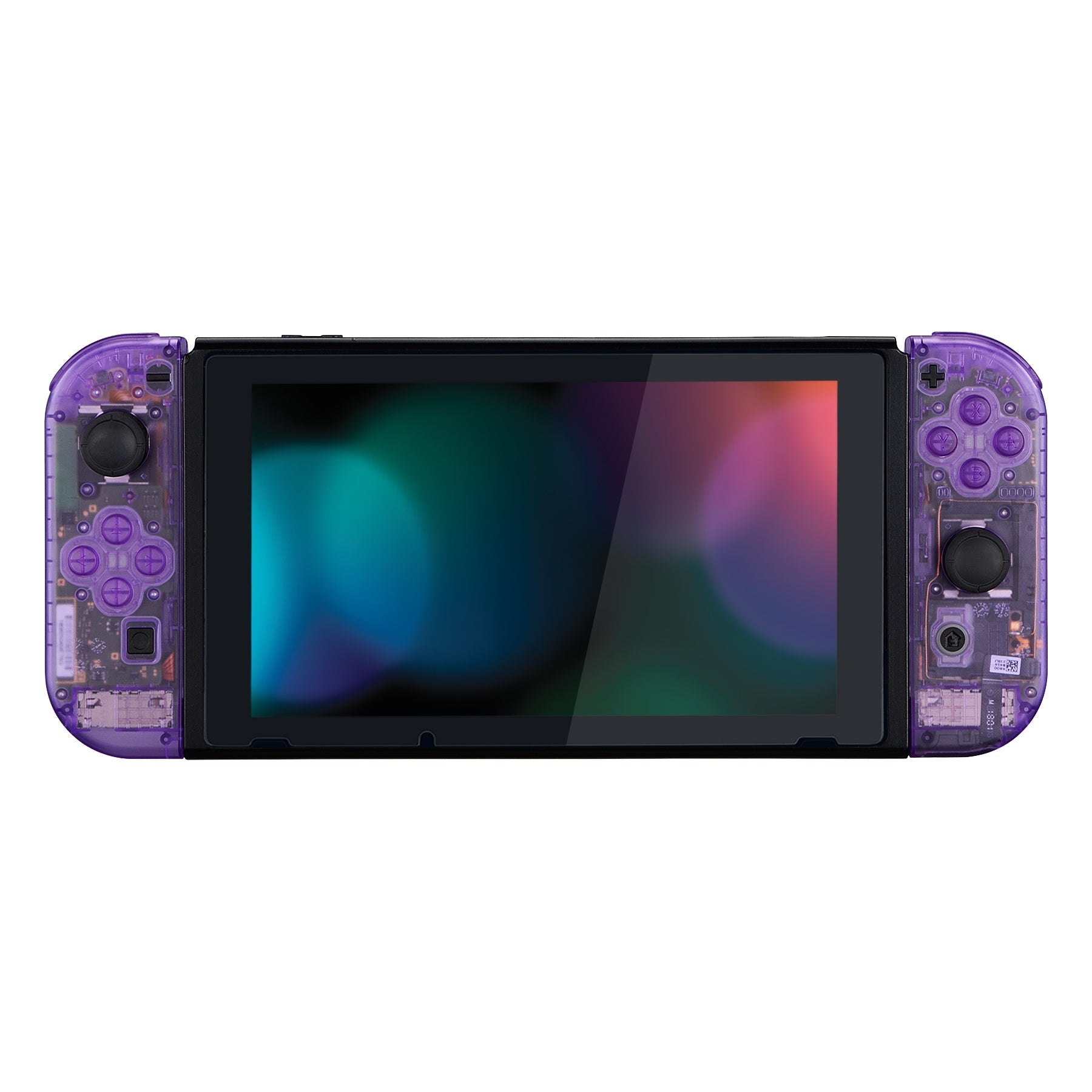 eXtremeRate Retail Clear Atomic Purple Back Plate for Nintendo Switch Console, NS Joycon Handheld Controller Housing with Full Set Buttons, DIY Replacement Shell for Nintendo Switch - QM505