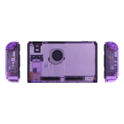 eXtremeRate Retail Clear Atomic Purple Back Plate for Nintendo Switch Console, NS Joycon Handheld Controller Housing with Full Set Buttons, DIY Replacement Shell for Nintendo Switch - QM505