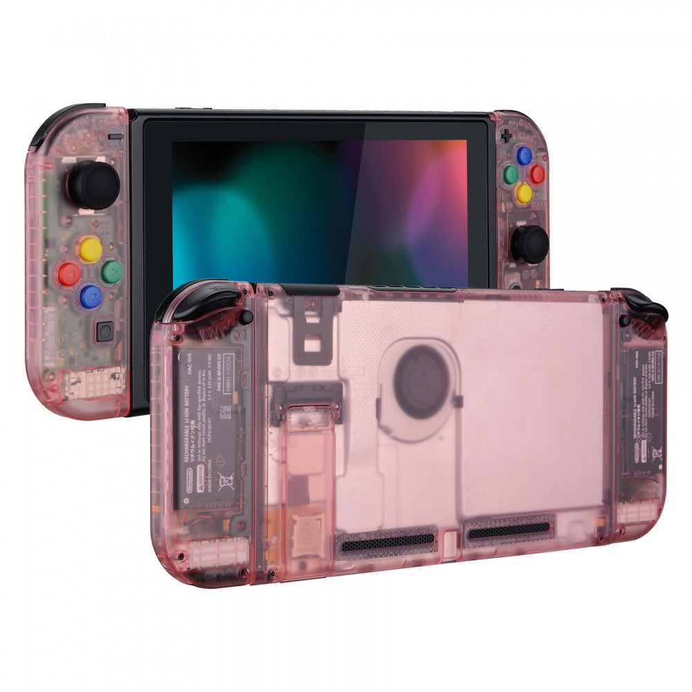 eXtremeRate Retail Back Plate for Nintendo Switch Console, NS Joycon Handheld Controller Housing with Colorful Buttons, DIY Replacement Shell for Nintendo Switch -Cherry Pink - QM507