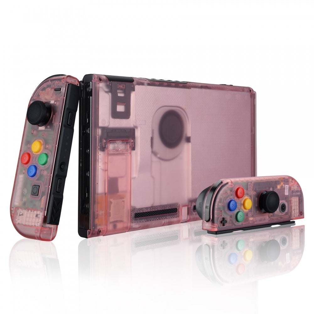 eXtremeRate Retail Back Plate for Nintendo Switch Console, NS Joycon Handheld Controller Housing with Colorful Buttons, DIY Replacement Shell for Nintendo Switch -Cherry Pink - QM507