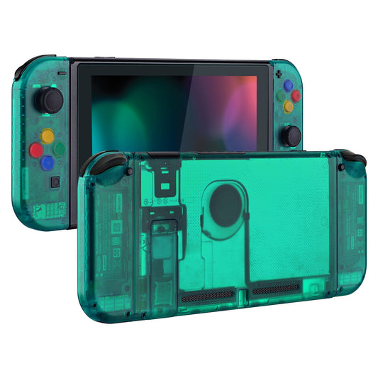 eXtremeRate Retail Back Plate for Nintendo Switch Console, NS Joycon Handheld Controller Housing with Colorful Buttons, DIY Replacement Shell for Nintendo Switch - Emerald Green - QM508