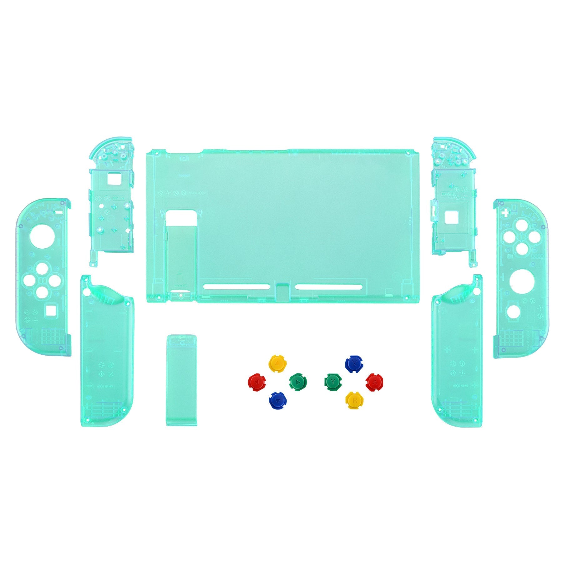 eXtremeRate Retail Back Plate for Nintendo Switch Console, NS Joycon Handheld Controller Housing with Colorful Buttons, DIY Replacement Shell for Nintendo Switch - Emerald Green - QM508