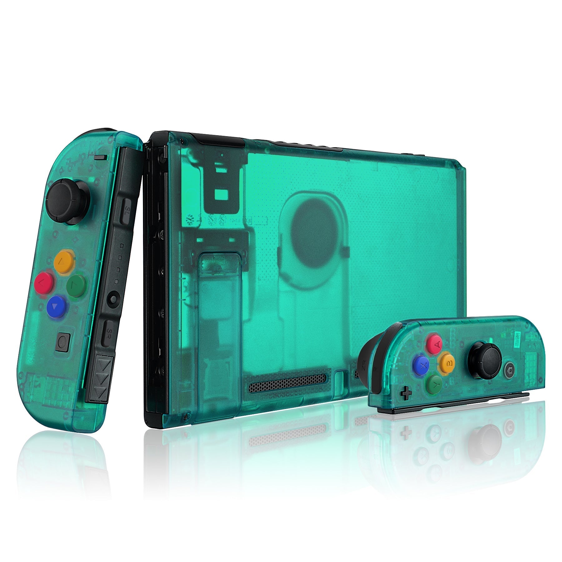 eXtremeRate Retail Back Plate for Nintendo Switch Console, NS Joycon Handheld Controller Housing with Colorful Buttons, DIY Replacement Shell for Nintendo Switch - Emerald Green - QM508