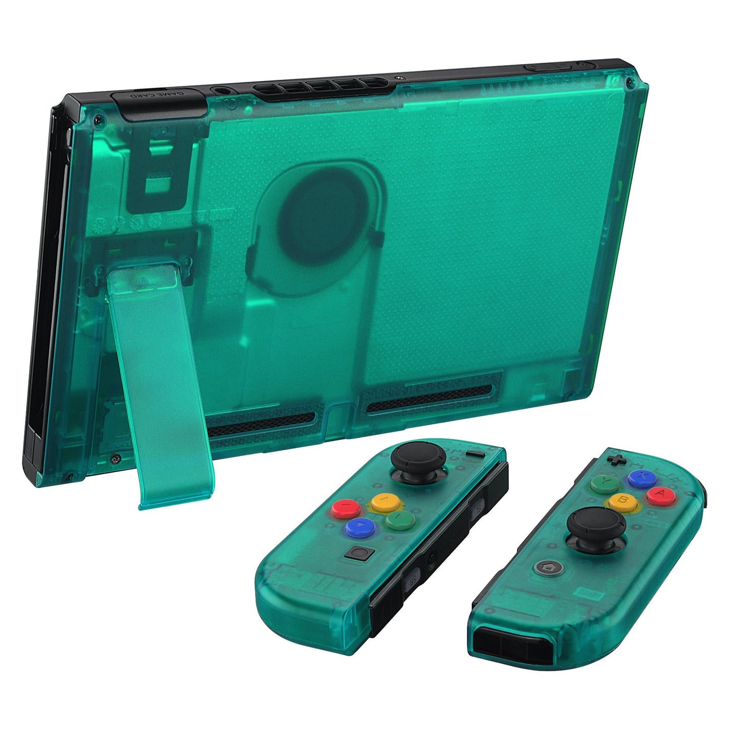 eXtremeRate Retail Back Plate for Nintendo Switch Console, NS Joycon Handheld Controller Housing with Colorful Buttons, DIY Replacement Shell for Nintendo Switch - Emerald Green - QM508