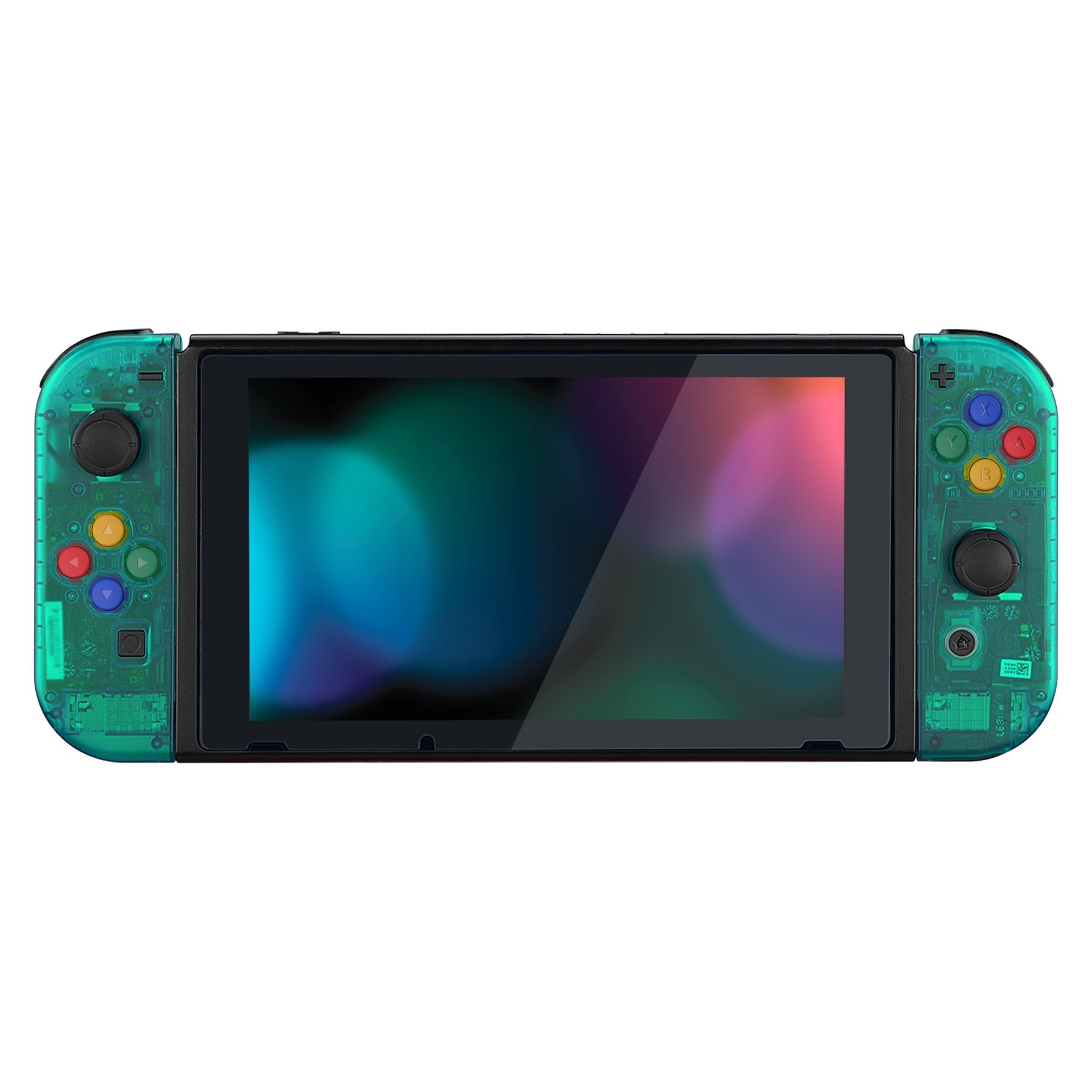 eXtremeRate Retail Back Plate for Nintendo Switch Console, NS Joycon Handheld Controller Housing with Colorful Buttons, DIY Replacement Shell for Nintendo Switch - Emerald Green - QM508