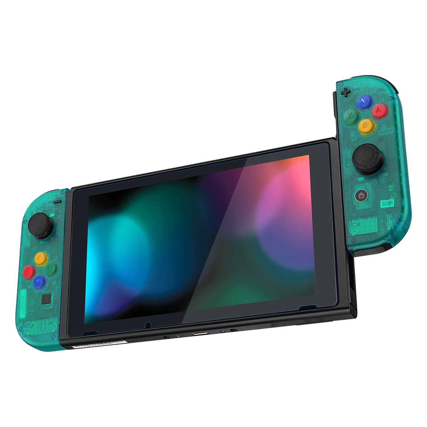 eXtremeRate Retail Back Plate for Nintendo Switch Console, NS Joycon Handheld Controller Housing with Colorful Buttons, DIY Replacement Shell for Nintendo Switch - Emerald Green - QM508