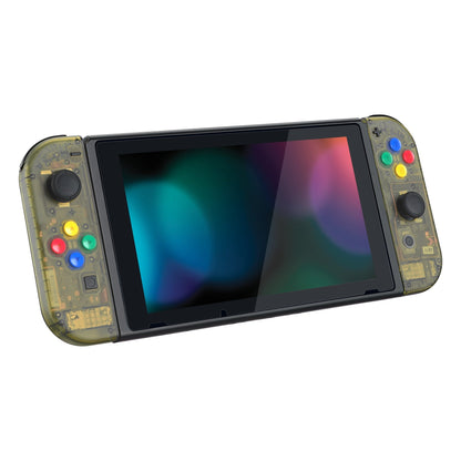 eXtremeRate Retail Back Plate for Nintendo Switch Console, NS Joycon Handheld Controller Housing with Colorful Buttons, DIY Replacement Shell for Nintendo Switch -Amber Yellow - QM509