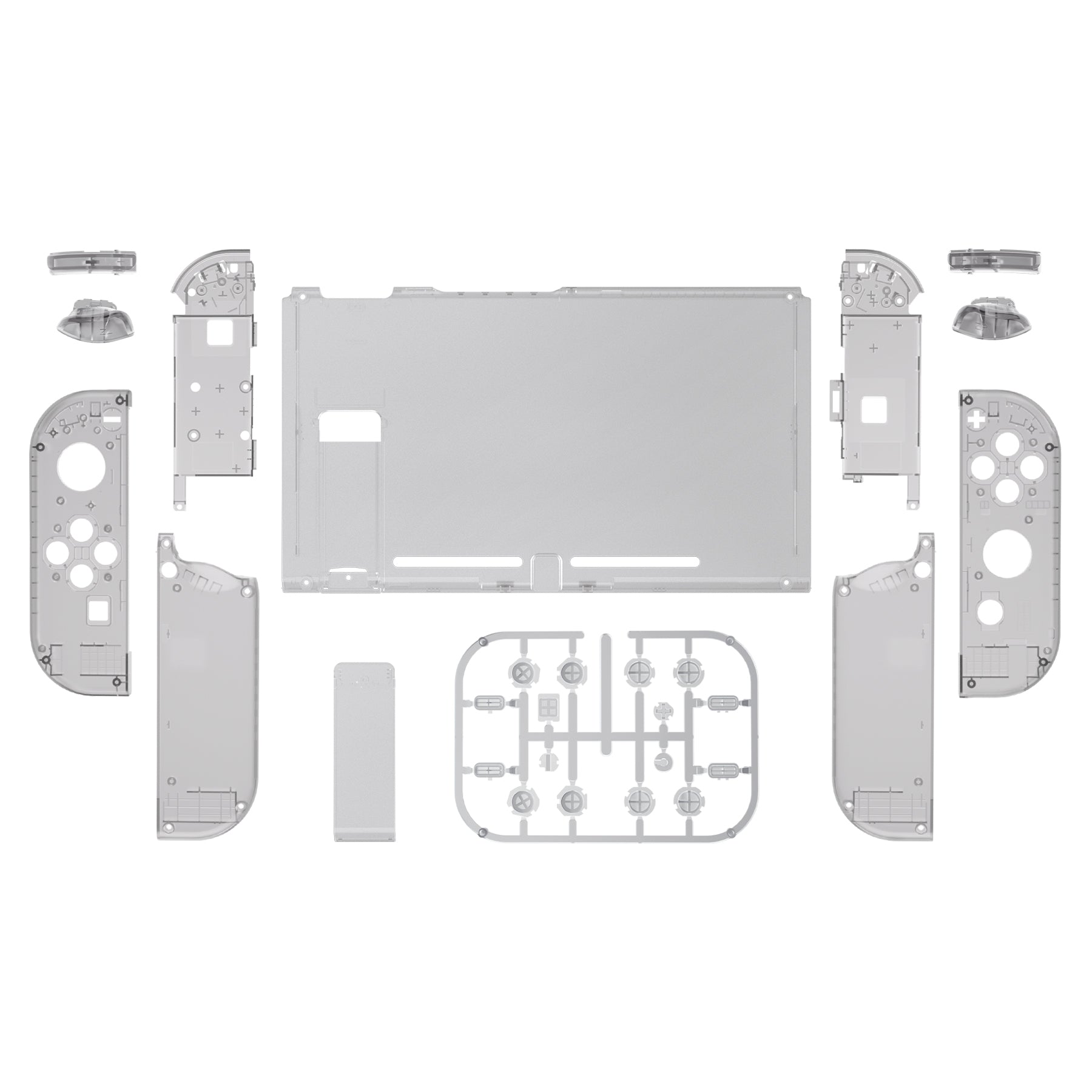 eXtremeRate Retail Clear Black Back Plate for NS Switch Console, NS Joycon Handheld Controller Housing with Full Set Buttons, DIY Replacement Shell for Nintendo Switch - QM510