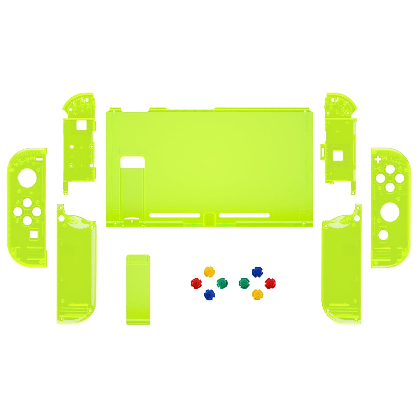 eXtremeRate Retail Clear Lime Green Back Plate for NS Switch Console, NS Joycon Handheld Controller Housing with Full Set Buttons, DIY Replacement Shell for Nintendo Switch - QM511