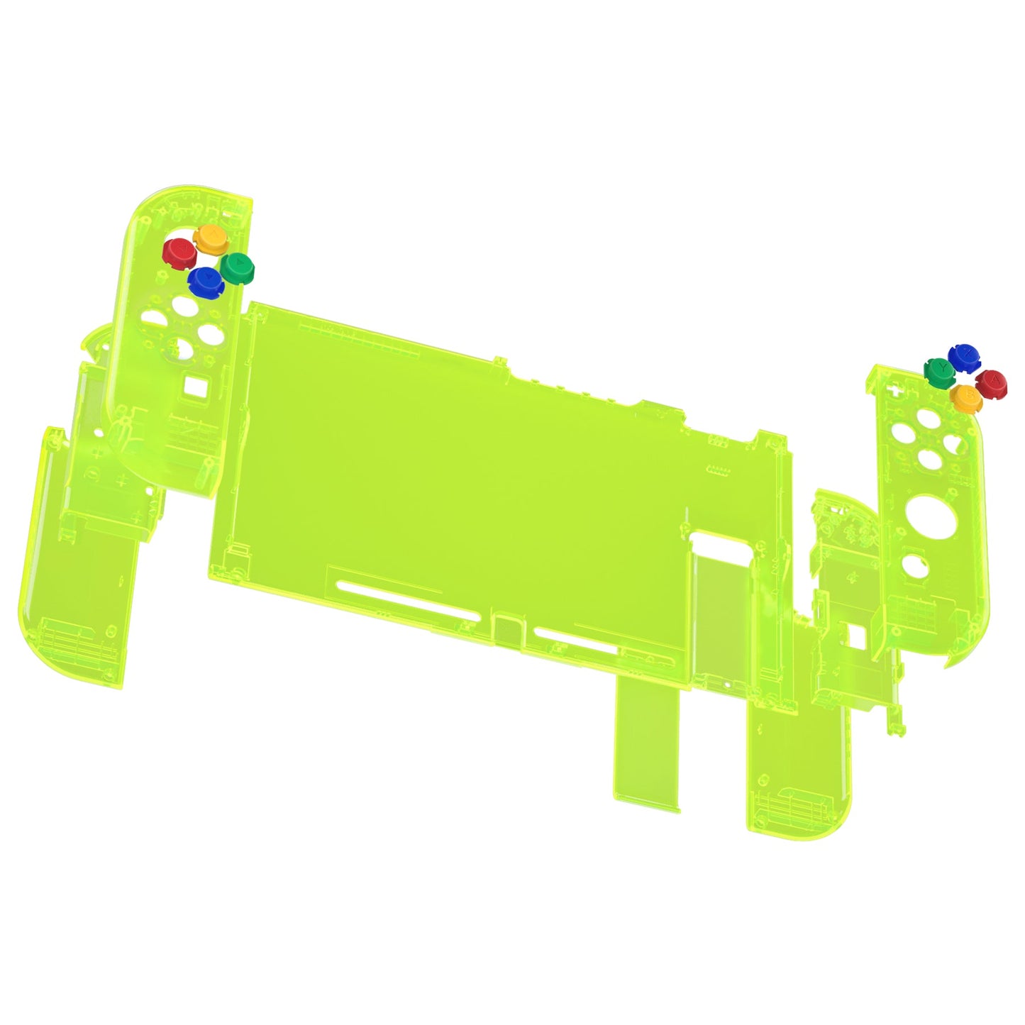 eXtremeRate Retail Clear Lime Green Back Plate for NS Switch Console, NS Joycon Handheld Controller Housing with Full Set Buttons, DIY Replacement Shell for Nintendo Switch - QM511