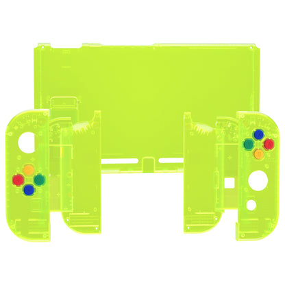 eXtremeRate Retail Clear Lime Green Back Plate for NS Switch Console, NS Joycon Handheld Controller Housing with Full Set Buttons, DIY Replacement Shell for Nintendo Switch - QM511