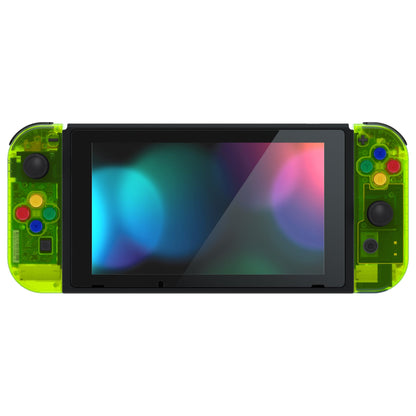 eXtremeRate Retail Clear Lime Green Back Plate for NS Switch Console, NS Joycon Handheld Controller Housing with Full Set Buttons, DIY Replacement Shell for Nintendo Switch - QM511