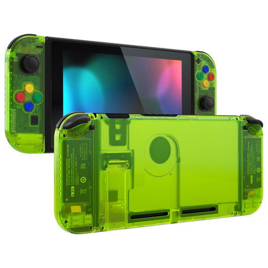 eXtremeRate Retail Clear Lime Green Back Plate for NS Switch Console, NS Joycon Handheld Controller Housing with Full Set Buttons, DIY Replacement Shell for Nintendo Switch - QM511