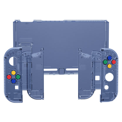 eXtremeRate Retail Clear Deep Ocean Blue Back Plate for NS Switch Console, NS Joycon Handheld Controller Housing with Full Set Buttons, DIY Replacement Shell for Nintendo Switch - QM512