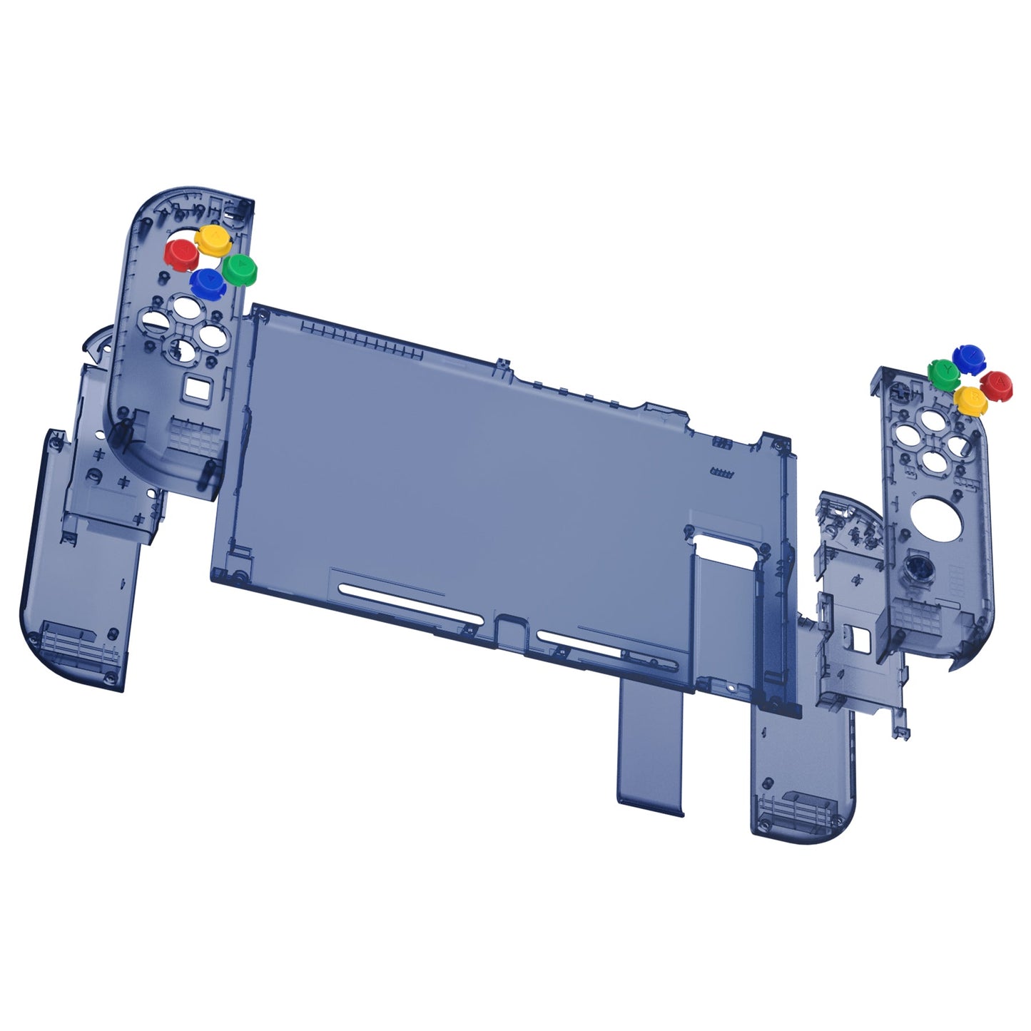 eXtremeRate Retail Clear Deep Ocean Blue Back Plate for NS Switch Console, NS Joycon Handheld Controller Housing with Full Set Buttons, DIY Replacement Shell for Nintendo Switch - QM512