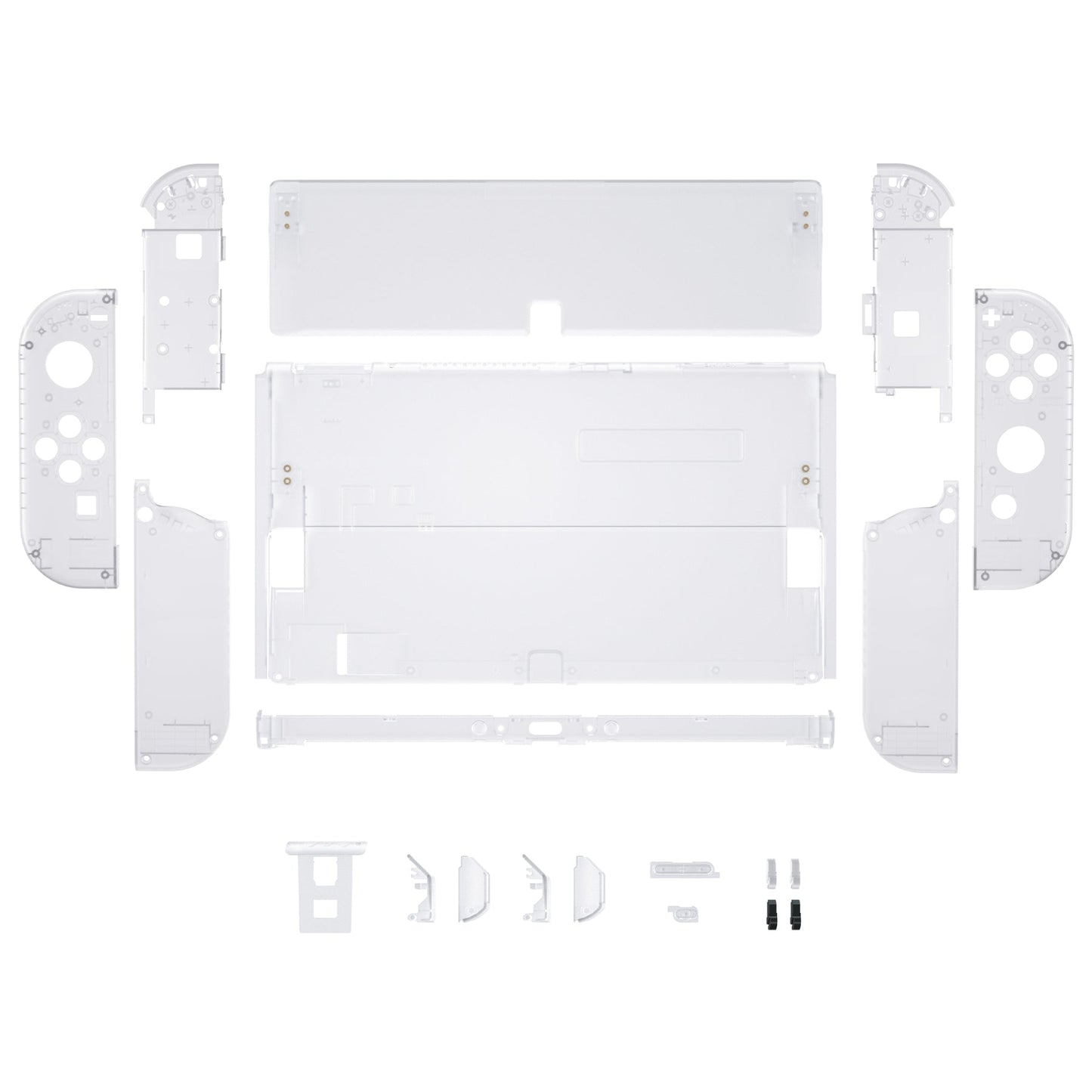 eXtremeRate Retail Clear Custom Full Set Shell for Nintendo Switch OLED, DIY Replacement Console Back Plate & Kickstand, NS Joycon Handheld Controller Housing with Colorful Buttons for Nintendo Switch OLED - QNSOM5001