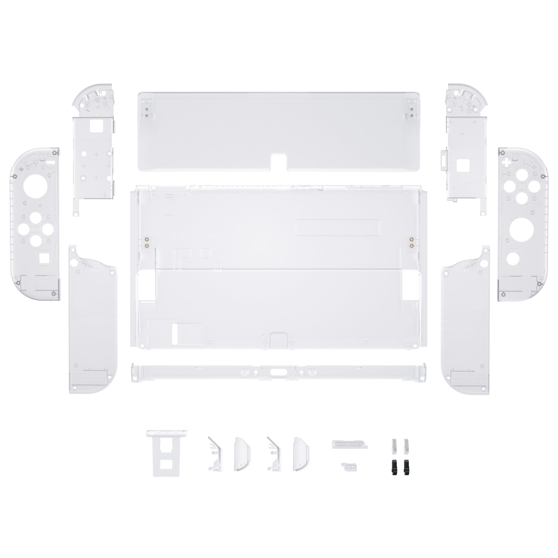 eXtremeRate Retail Clear Custom Full Set Shell for Nintendo Switch OLED, DIY Replacement Console Back Plate & Kickstand, NS Joycon Handheld Controller Housing with Colorful Buttons for Nintendo Switch OLED - QNSOM5001