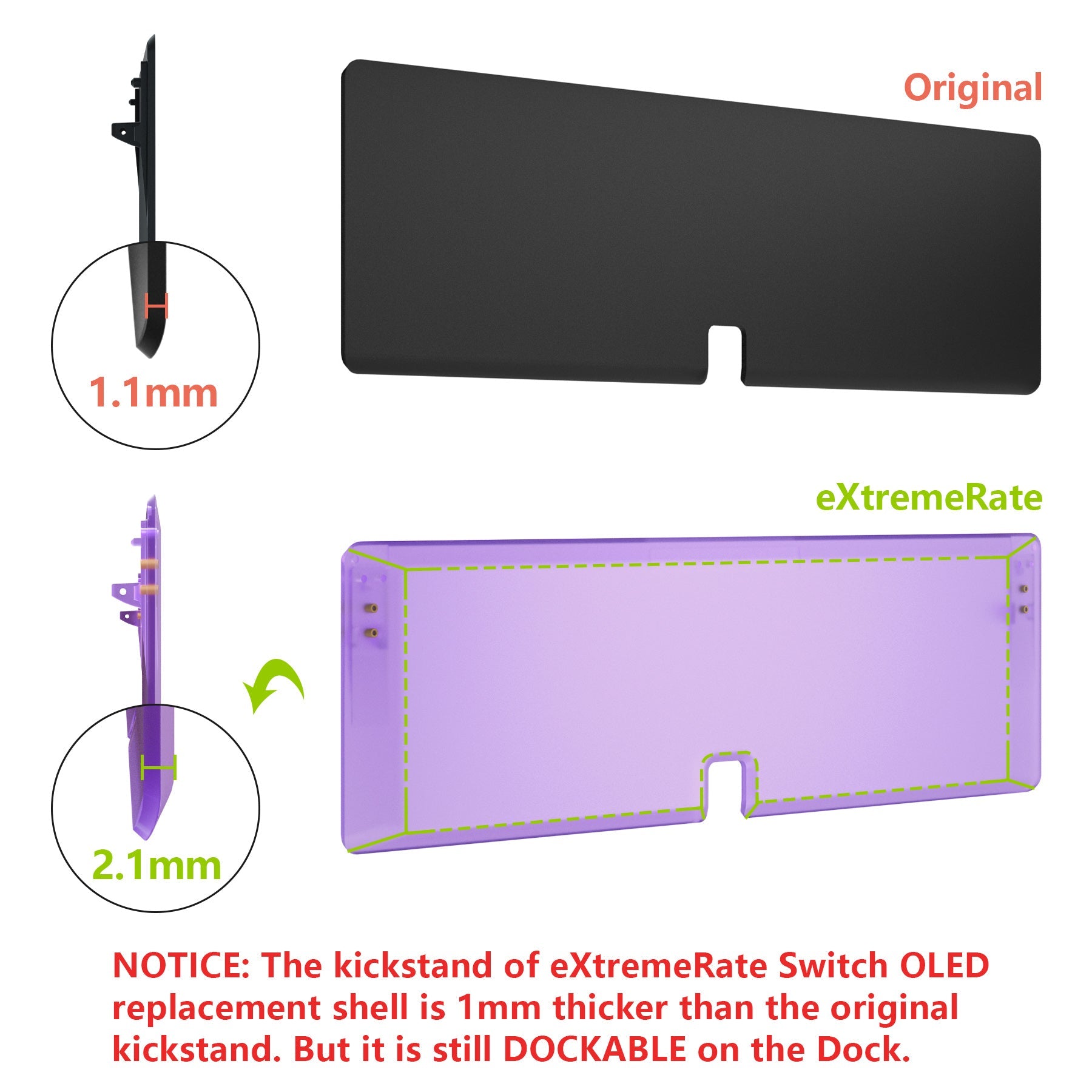 eXtremeRate Retail Clear Atomic Purple Custom Full Set Shell for Nintendo Switch OLED, DIY Replacement Console Back Plate & Kickstand, NS Joycon Handheld Controller Housing with Colorful Buttons for Nintendo Switch OLED - QNSOM5002