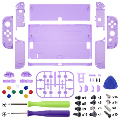 eXtremeRate 任天堂スイッチ有機EL用カスタム交換フルセットシェル＆ボタン【クリアパープル】