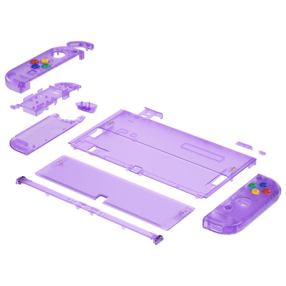 eXtremeRate Retail Clear Atomic Purple Custom Full Set Shell for Nintendo Switch OLED, DIY Replacement Console Back Plate & Kickstand, NS Joycon Handheld Controller Housing with Colorful Buttons for Nintendo Switch OLED - QNSOM5002