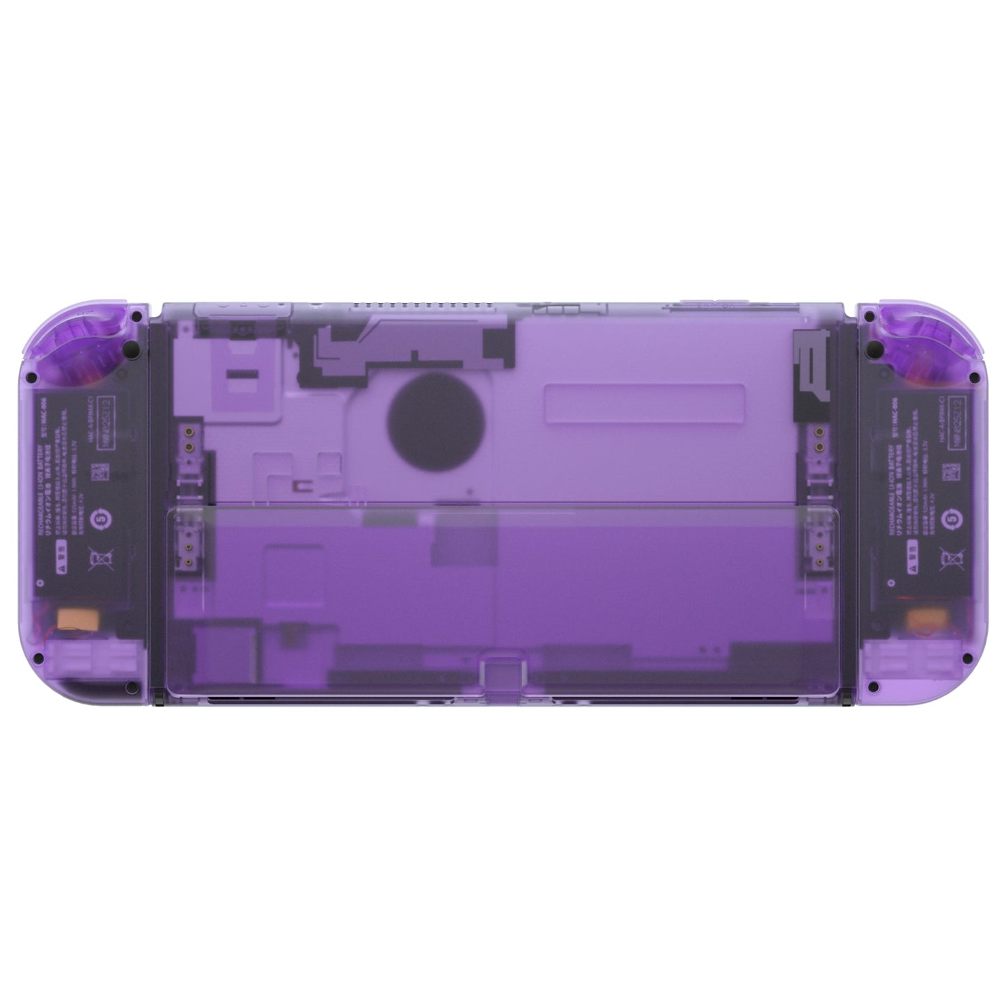 eXtremeRate Retail Clear Atomic Purple Custom Full Set Shell for Nintendo Switch OLED, DIY Replacement Console Back Plate & Kickstand, NS Joycon Handheld Controller Housing with Colorful Buttons for Nintendo Switch OLED - QNSOM5002