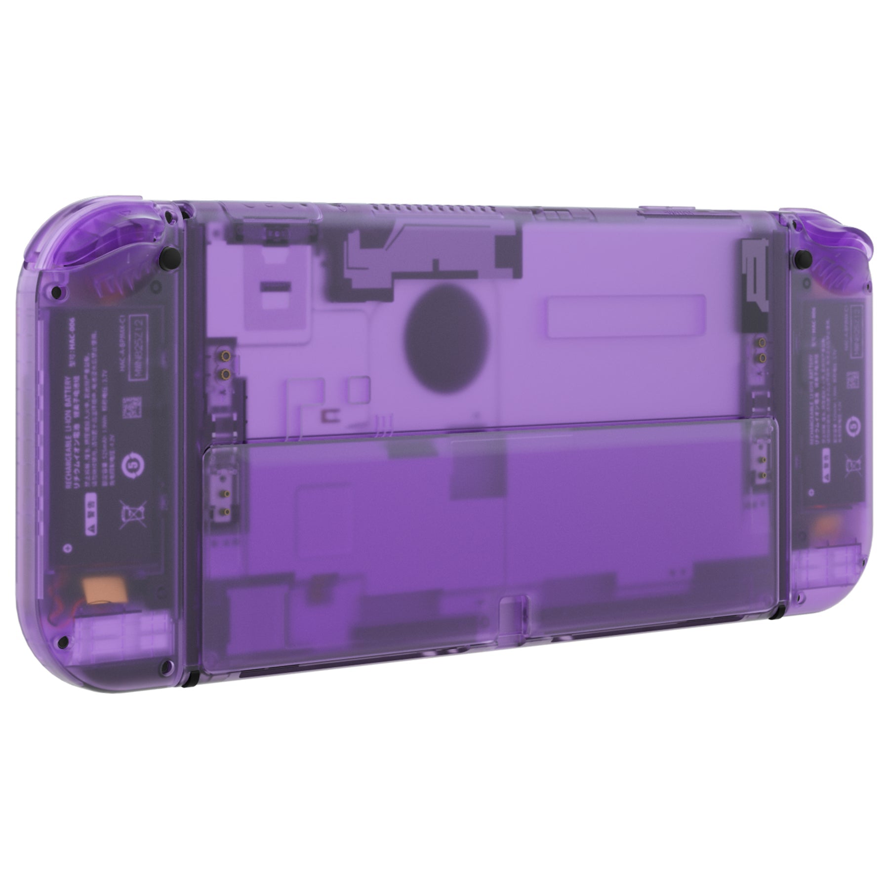 eXtremeRate Retail Clear Atomic Purple Custom Full Set Shell for Nintendo Switch OLED, DIY Replacement Console Back Plate & Kickstand, NS Joycon Handheld Controller Housing with Colorful Buttons for Nintendo Switch OLED - QNSOM5002