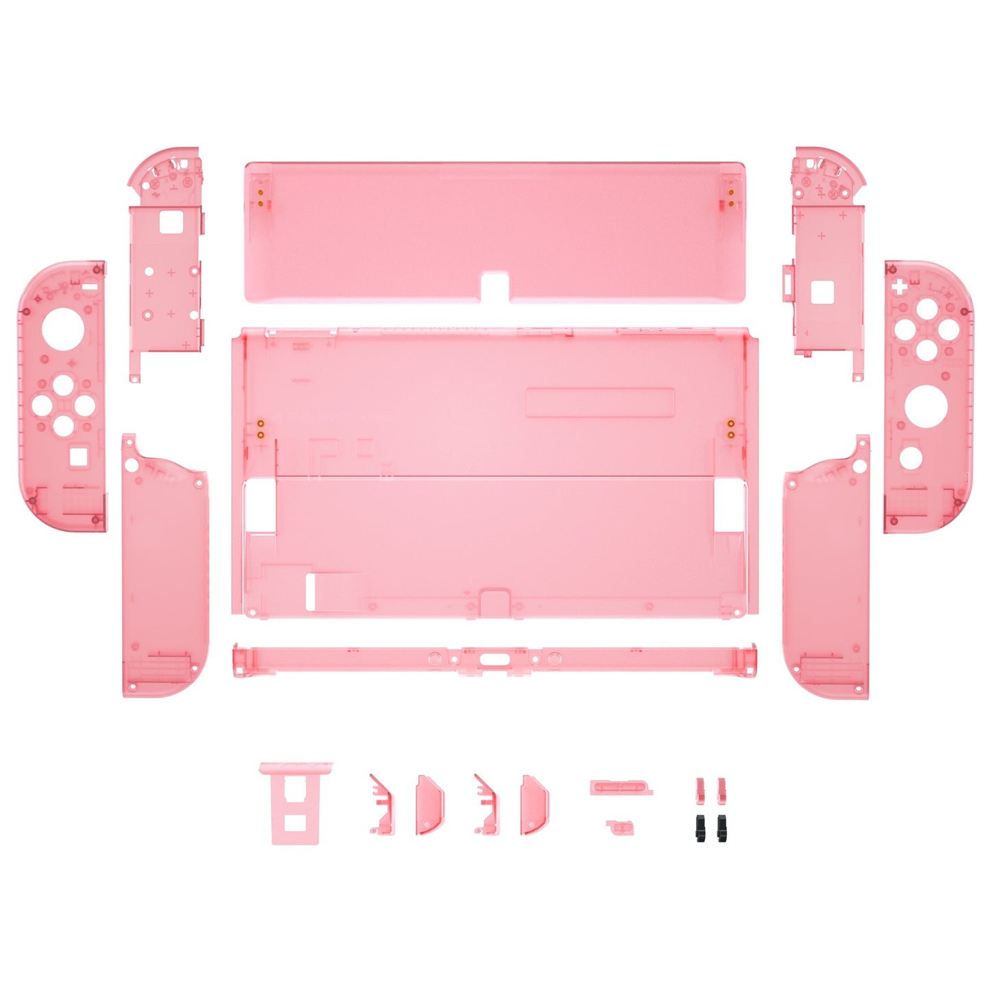 eXtremeRate Retail Cherry Pink Custom Full Set Shell for Nintendo Switch OLED, DIY Replacement Console Back Plate & Kickstand, NS Joycon Handheld Controller Housing with Colorful Buttons for Nintendo Switch OLED - QNSOM5004