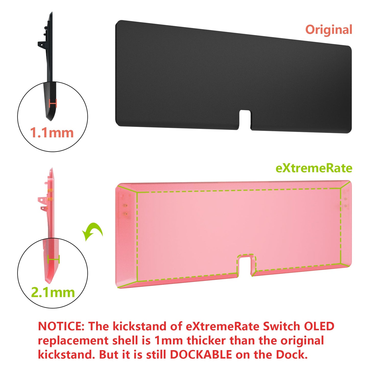 eXtremeRate Retail Cherry Pink Custom Full Set Shell for Nintendo Switch OLED, DIY Replacement Console Back Plate & Kickstand, NS Joycon Handheld Controller Housing with Colorful Buttons for Nintendo Switch OLED - QNSOM5004