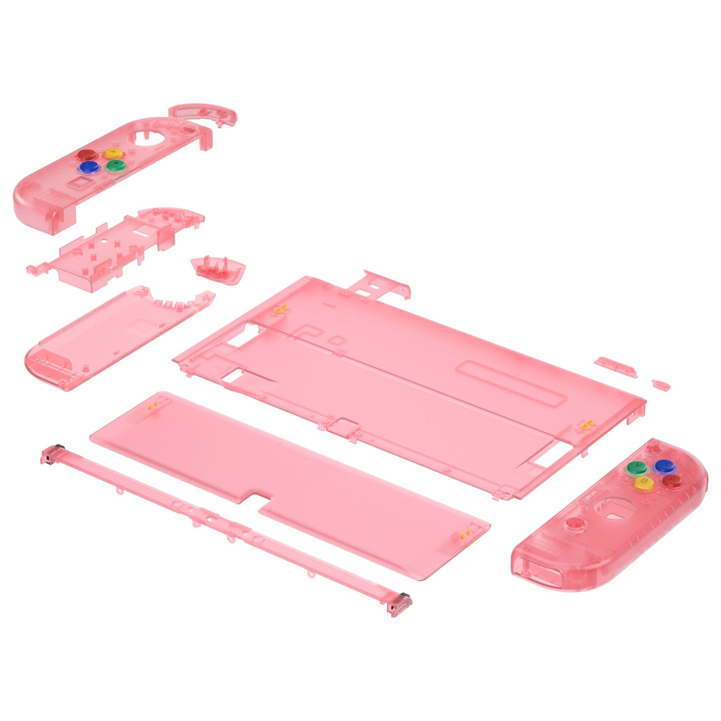 eXtremeRate Retail Cherry Pink Custom Full Set Shell for Nintendo Switch OLED, DIY Replacement Console Back Plate & Kickstand, NS Joycon Handheld Controller Housing with Colorful Buttons for Nintendo Switch OLED - QNSOM5004