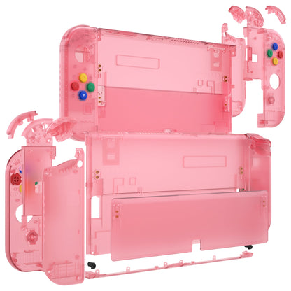 eXtremeRate Retail Cherry Pink Custom Full Set Shell for Nintendo Switch OLED, DIY Replacement Console Back Plate & Kickstand, NS Joycon Handheld Controller Housing with Colorful Buttons for Nintendo Switch OLED - QNSOM5004