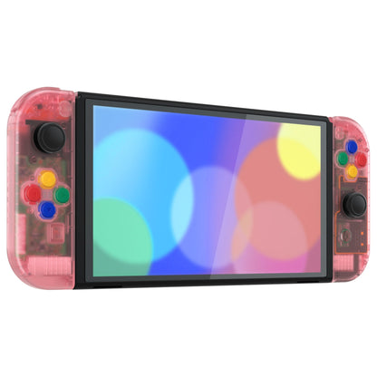 eXtremeRate Retail Cherry Pink Custom Full Set Shell for Nintendo Switch OLED, DIY Replacement Console Back Plate & Kickstand, NS Joycon Handheld Controller Housing with Colorful Buttons for Nintendo Switch OLED - QNSOM5004