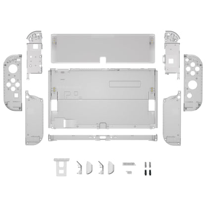 eXtremeRate Retail Clear Black Custom Full Set Shell for Nintendo Switch OLED, DIY Replacement Console Back Plate & Kickstand, NS Joycon Handheld Controller Housing with Colorful Buttons for Nintendo Switch OLED - QNSOM5005